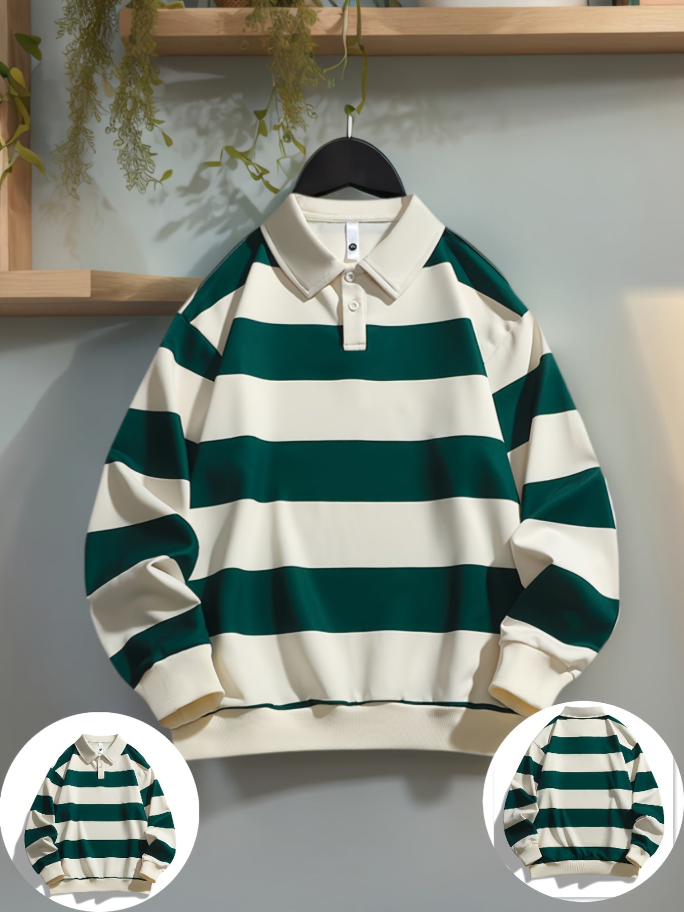 Gestreiftes Langarm-Poloshirt mit Kragen