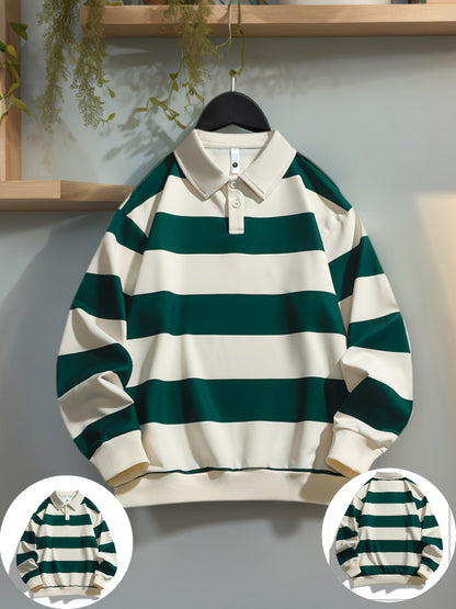 Gestreiftes Langarm-Poloshirt mit Kragen