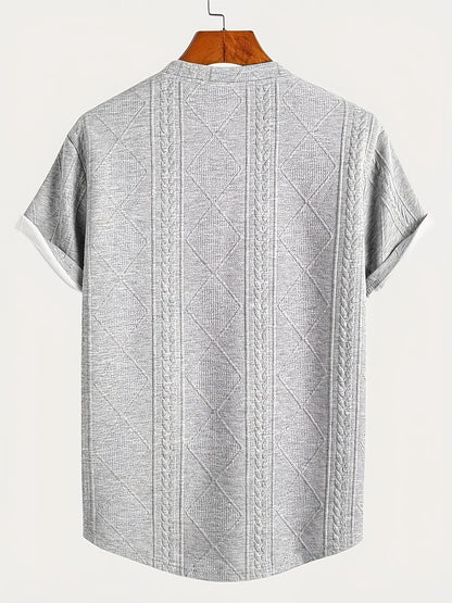 Men's T-shirt with knit pattern look, short sleeves, casual style, ideal for everyday wear and leisure