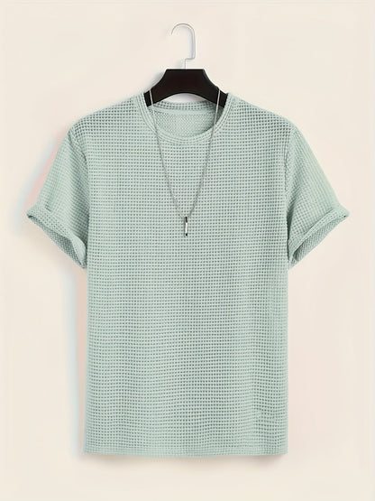 Men's short-sleeve T-shirt with modern mesh design and casual style