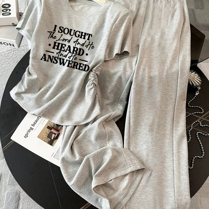 Damen Zweiteiliges Set mit Schleifen-Detail – Freizeit Lounge Outfit