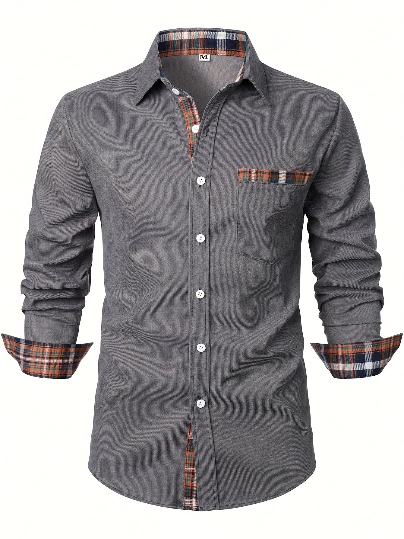 Men's Modern Fit Casual Shirt with Check Details – Stylish Long-Sleeve Shirt for Everyday and Office Wear