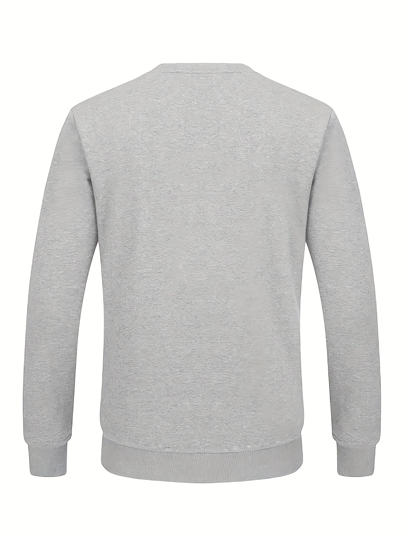 Men's long-sleeve shirt with mountain design, warm lining, crew neck, soft fleece interior
