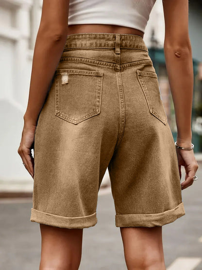 Women's High Waist Jeans Bermuda Shorts in Casual Look for Summer