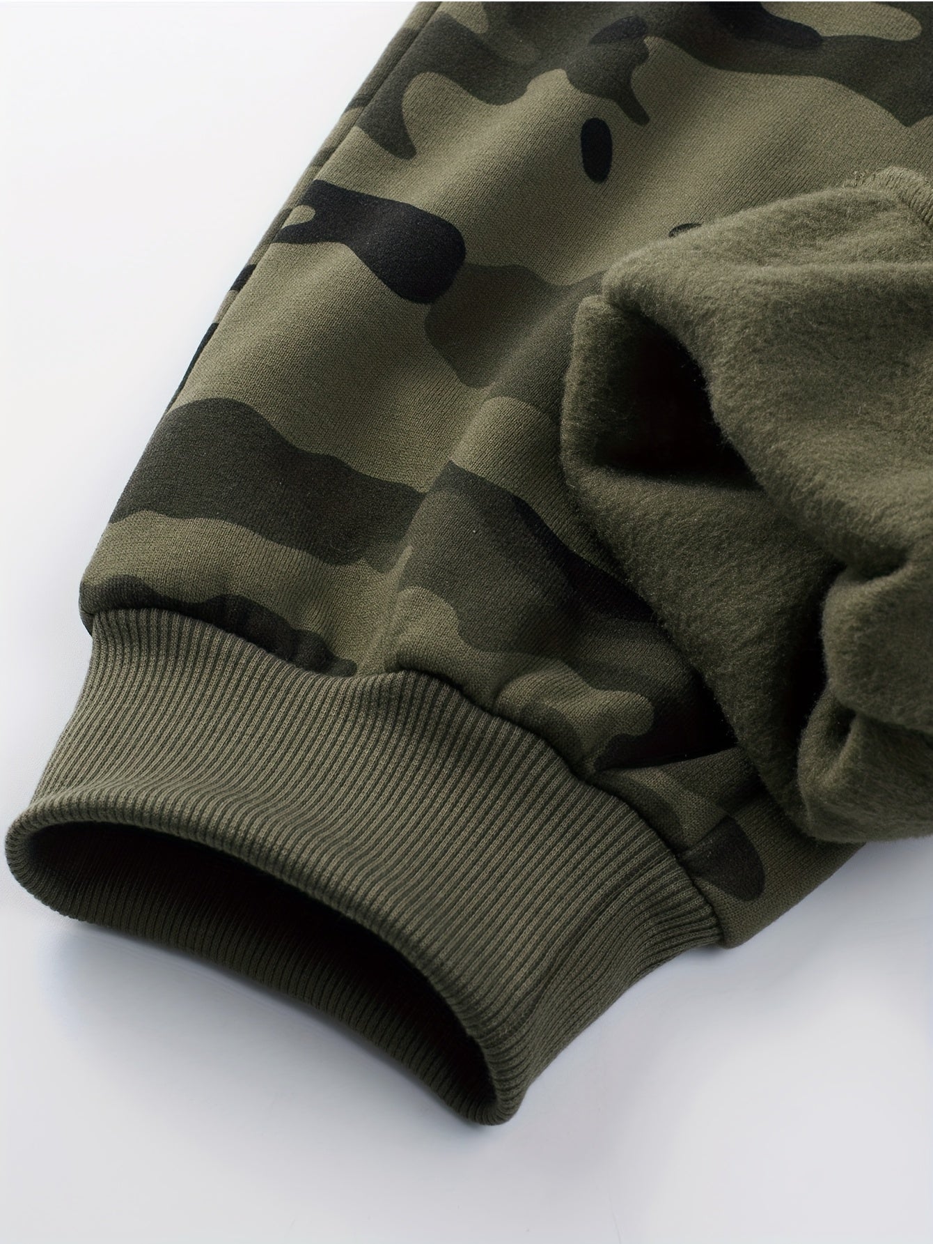 Men's camouflage tracksuit set, hooded jacket & pants, khaki green