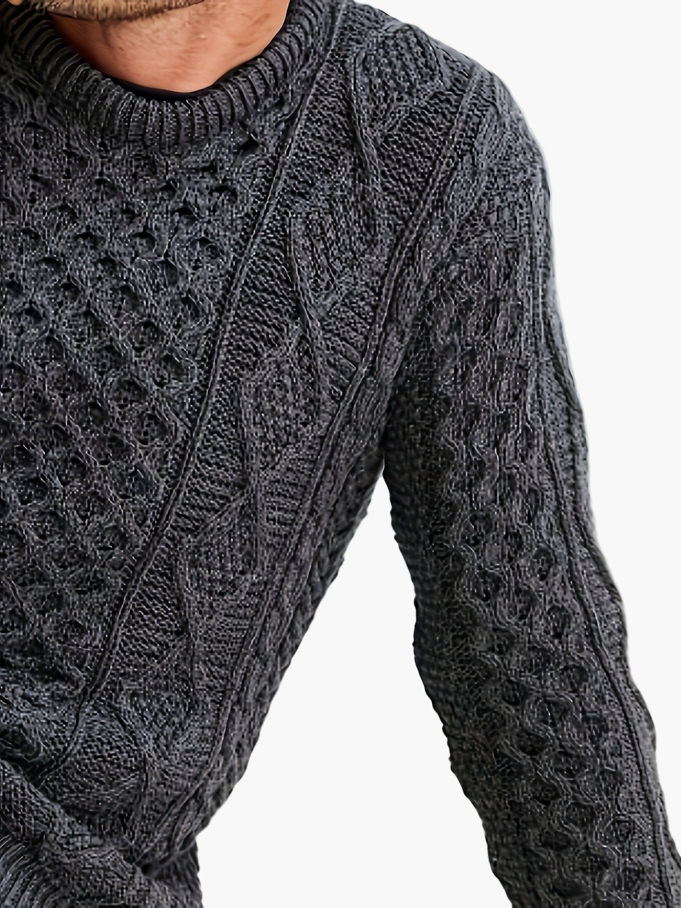 Herren Strickpullover im Zopfmuster-Stil – Lässige Mode für Alltag und Freizeit