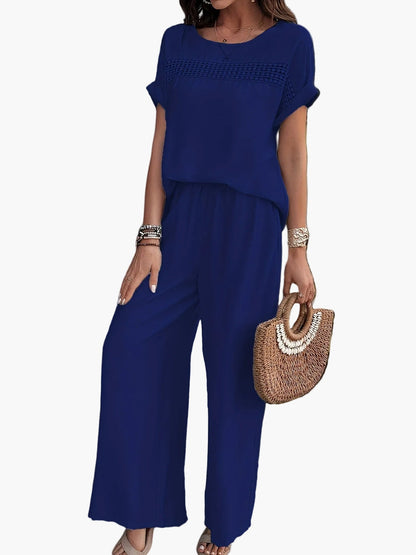 Women's Summer Two-Piece Set – Loose Casual Outfit with Crochet Detail, Perfect for Beach & Everyday Wear