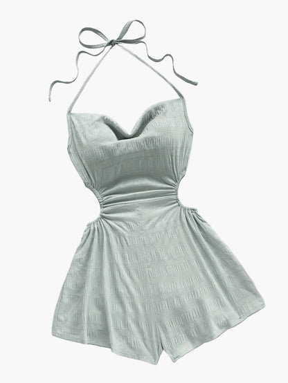 Women's jumpsuit with halter neck and cut-outs – fashionable one-piece for vacation and summer