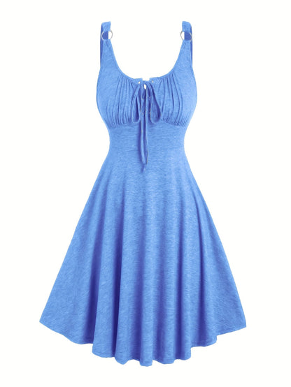 Damen Skaterkleid mit Schnürung – Freizeitkleid im Vintage-Stil für Alltag und Sommer