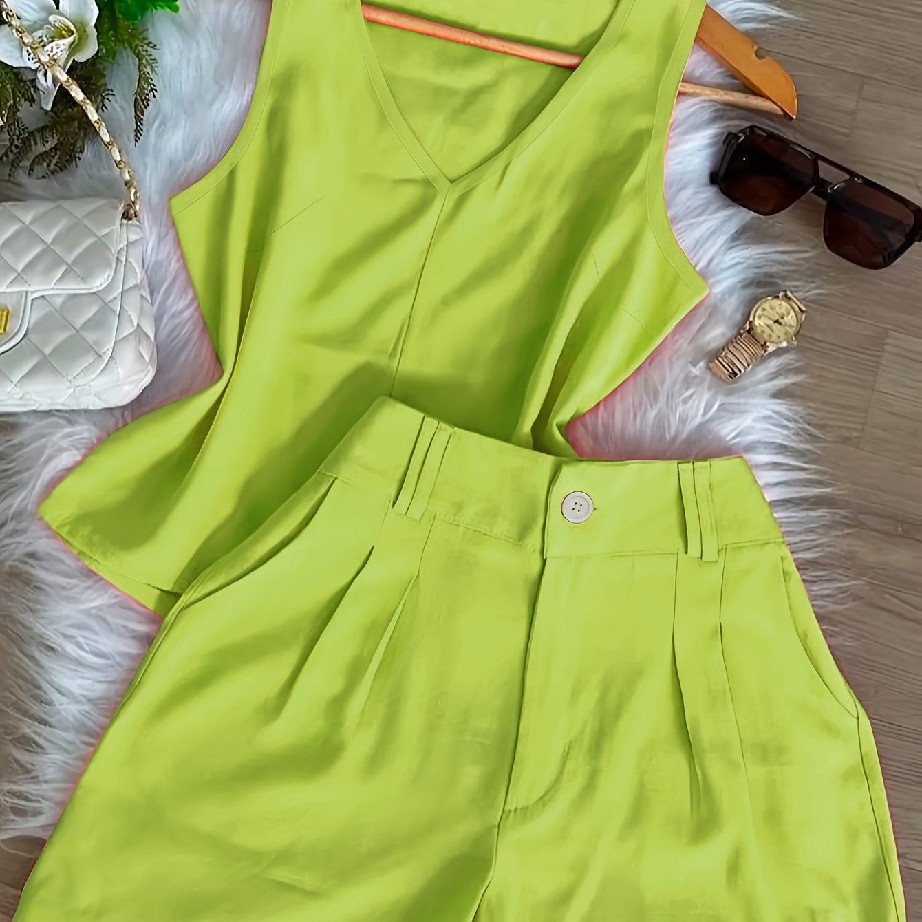 Women's Two-Piece Set – Elegant Top and Shorts for Spring & Summer, Leisure & Everyday Wear
