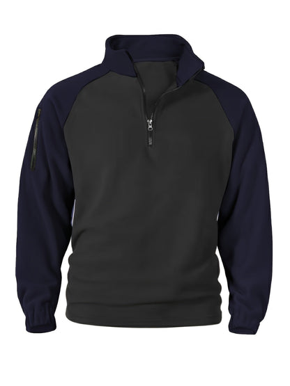 Men's half-zip pullover with fleece look and raglan sleeves