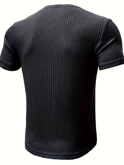 Herren Henley T-Shirt mit Knopfleiste und Streifen – Freizeit Kurzarmshirt für Alltag & Freizeit