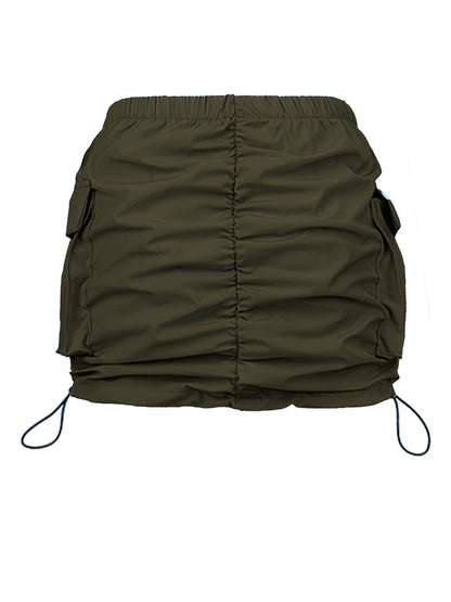 Damen Utility Minirock mit Kordelzug und Cargotaschen – Streetstyle Freizeitrock