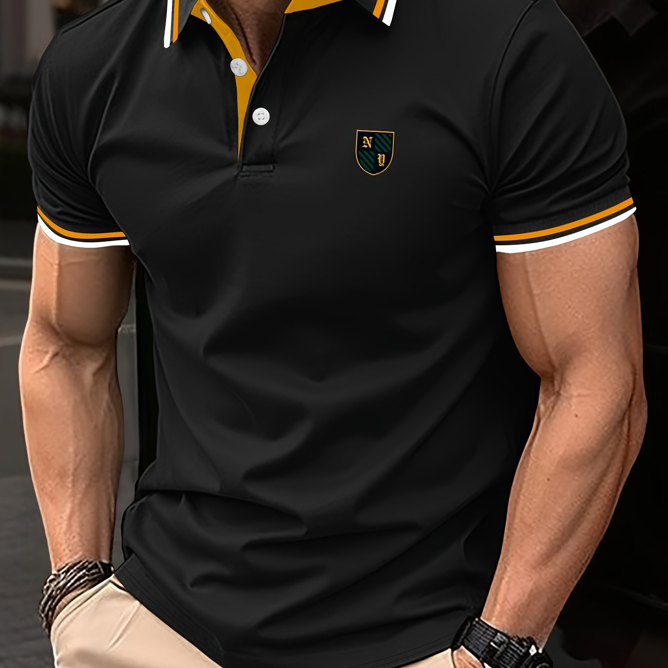 Men's Casual Style Polo Shirt with Contrast Collar – Short Sleeve, Summer, Leisure