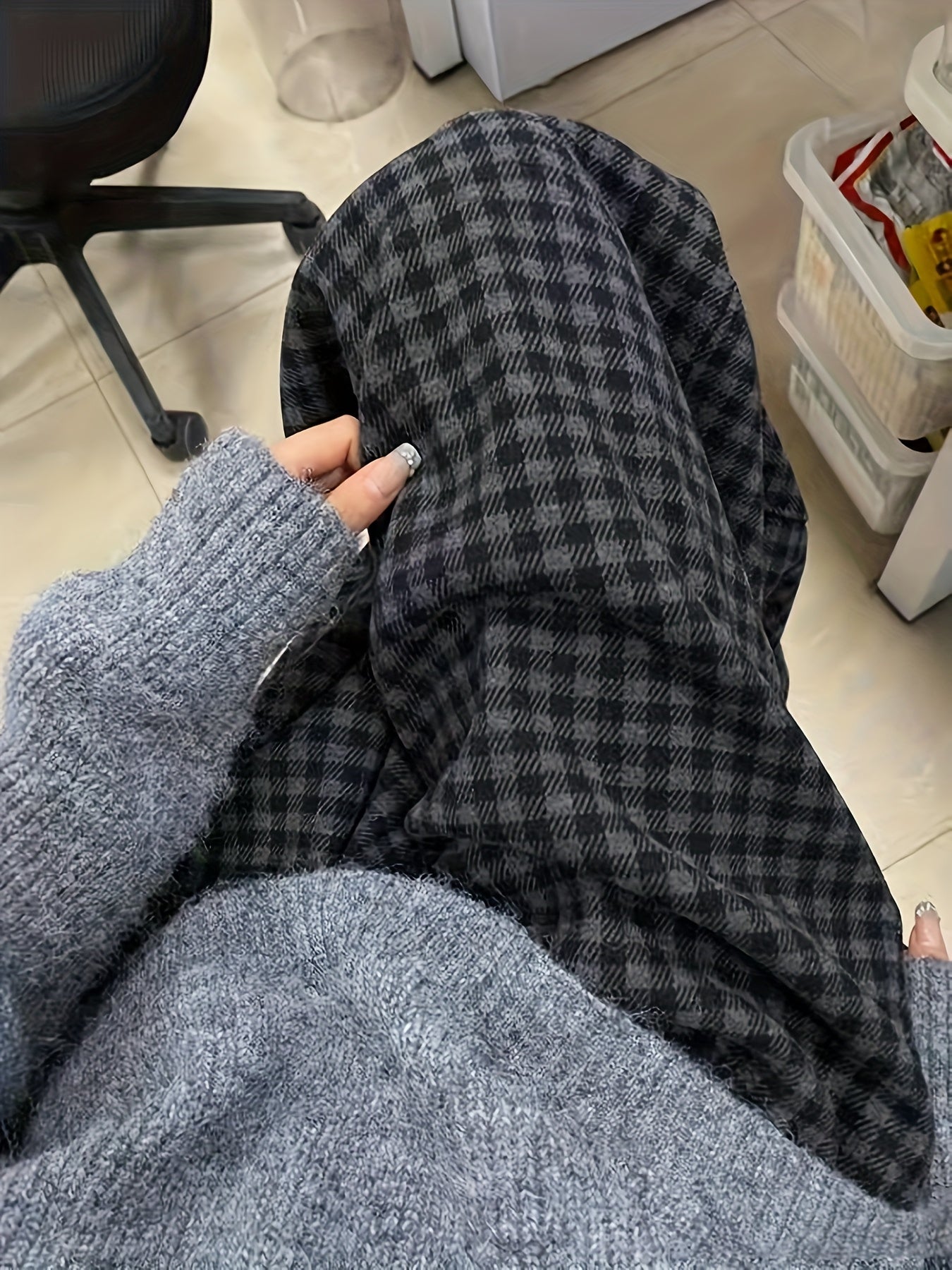 Unisex wide-leg trousers in a gray-and-black gingham pattern