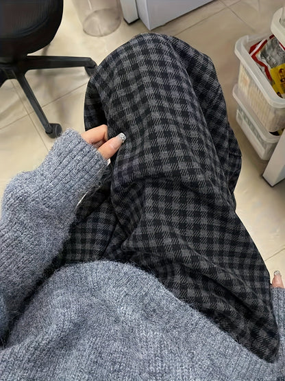 Unisex wide-leg trousers in a gray-and-black gingham pattern