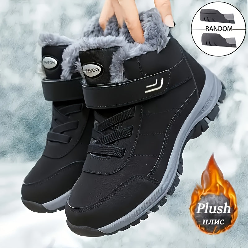 Winterstiefel gefüttert mit Klettverschluss und Schnürung, rutschfeste Sohle