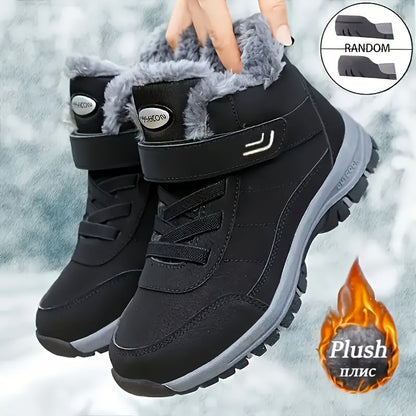 Winterstiefel gefüttert mit Klettverschluss und Schnürung, rutschfeste Sohle