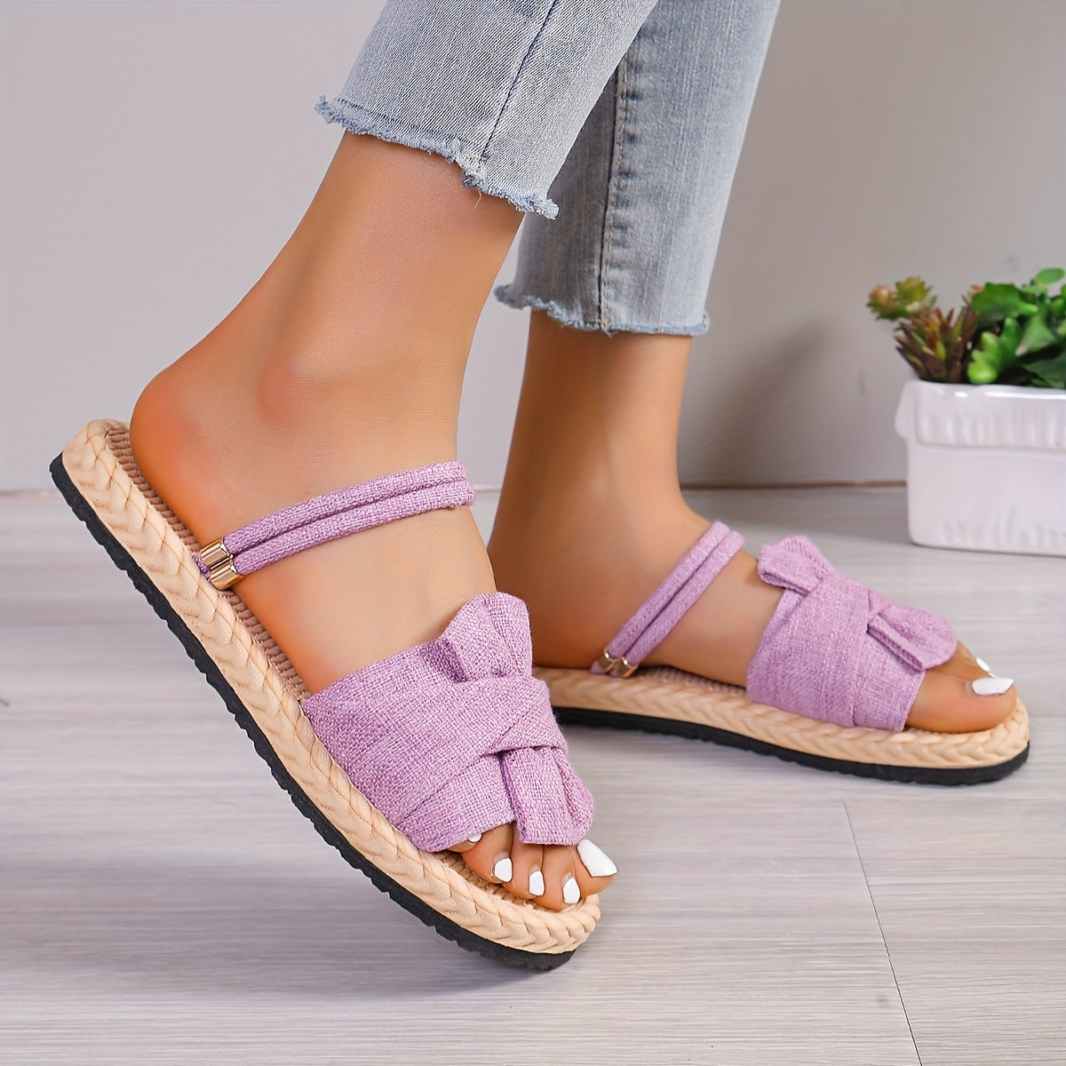 Women's summer sandals with bow and ankle strap – fashionable casual shoes for everyday wear & vacation