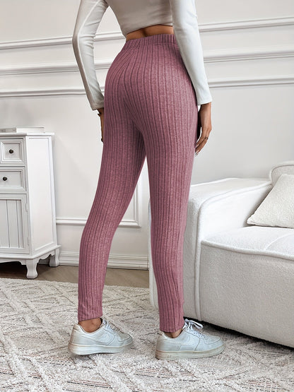 Gerippte Leggings für Damen mit hoher Taille und Kordelzug