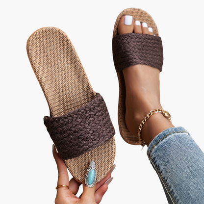 Women's Comfortable Summer Sandals in Casual Style – Flat Slip-Ons, Comfortable House Slippers, Open Toes