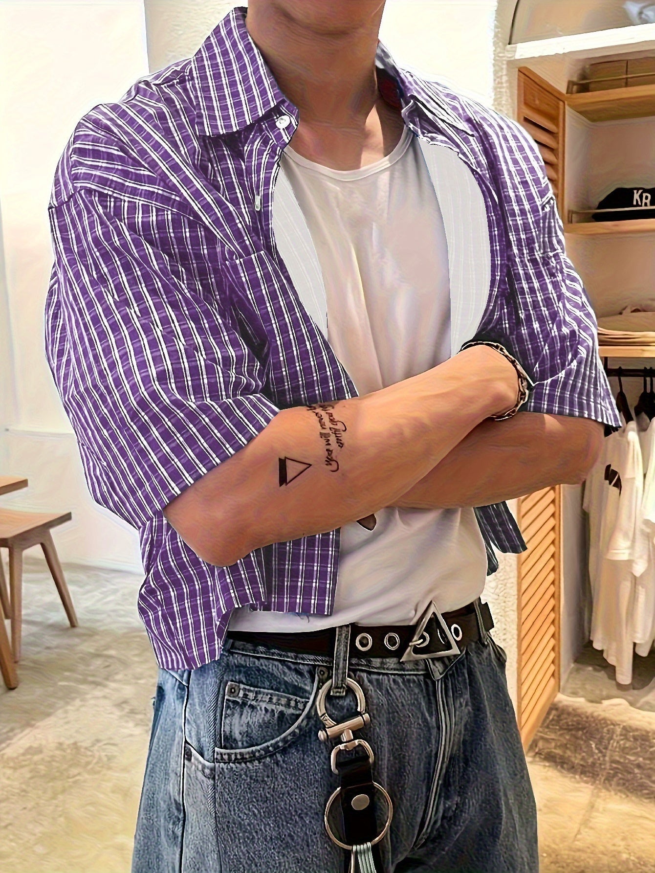 Herren Kurzarm Oversize Hemd im Karo-Design – Moderner Streetstyle für Freizeit & Alltag