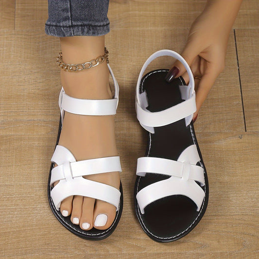 Women's Summer Shoes Elegant Flat Sandals with Straps for Leisure & Everyday Use