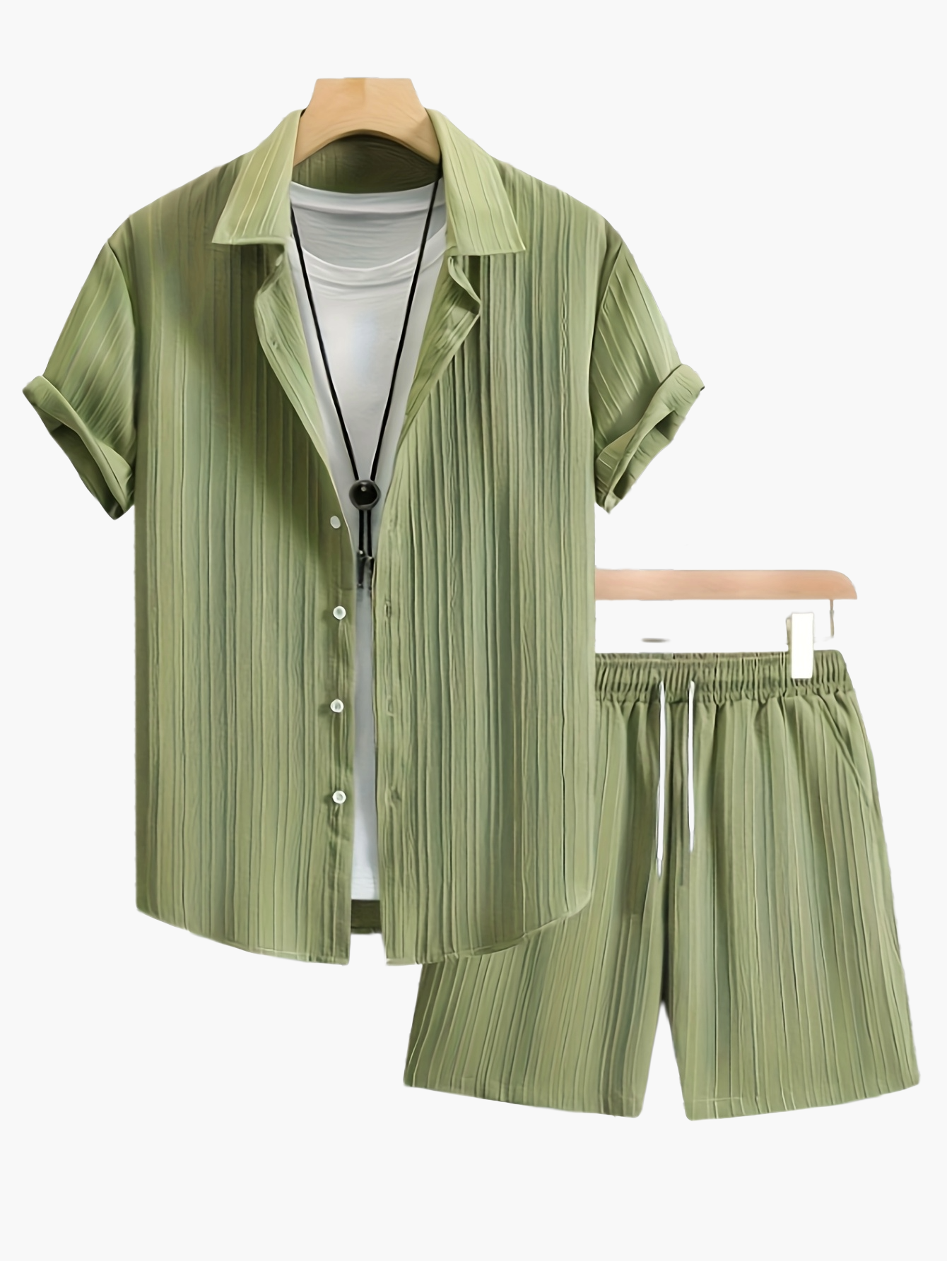 Men's Casual Set – Short-Sleeve Shirt and Shorts, Modern Summer Outfit, Sporty Look