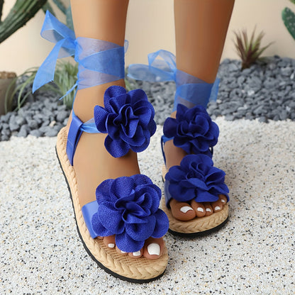 Damen Sandalen mit romantischen Blumen und Schleifen – Verspielte Sommermode für besondere Anlässe