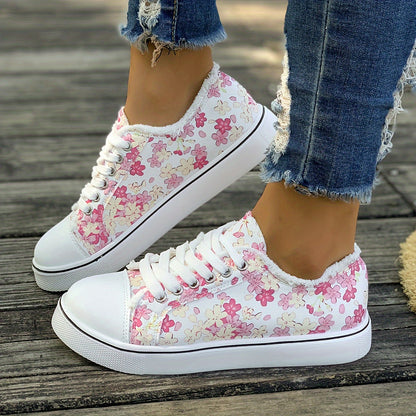 Damen Sneaker Freizeitmode mit Blumenmuster – Bequeme Alltagsschuhe für stilbewusste Frauen