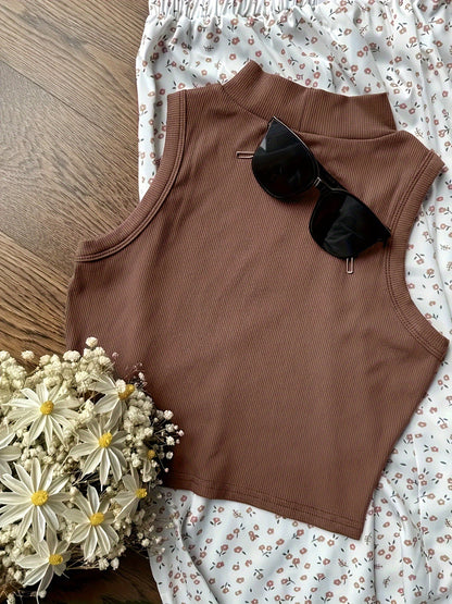 Women's Crop Top and Floral Shorts Set Elegant Casual Spring/Summer