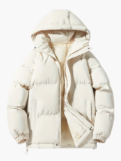 Men's Winter Quilted Jacket with Hood, Casual Outdoor Warm Jacket