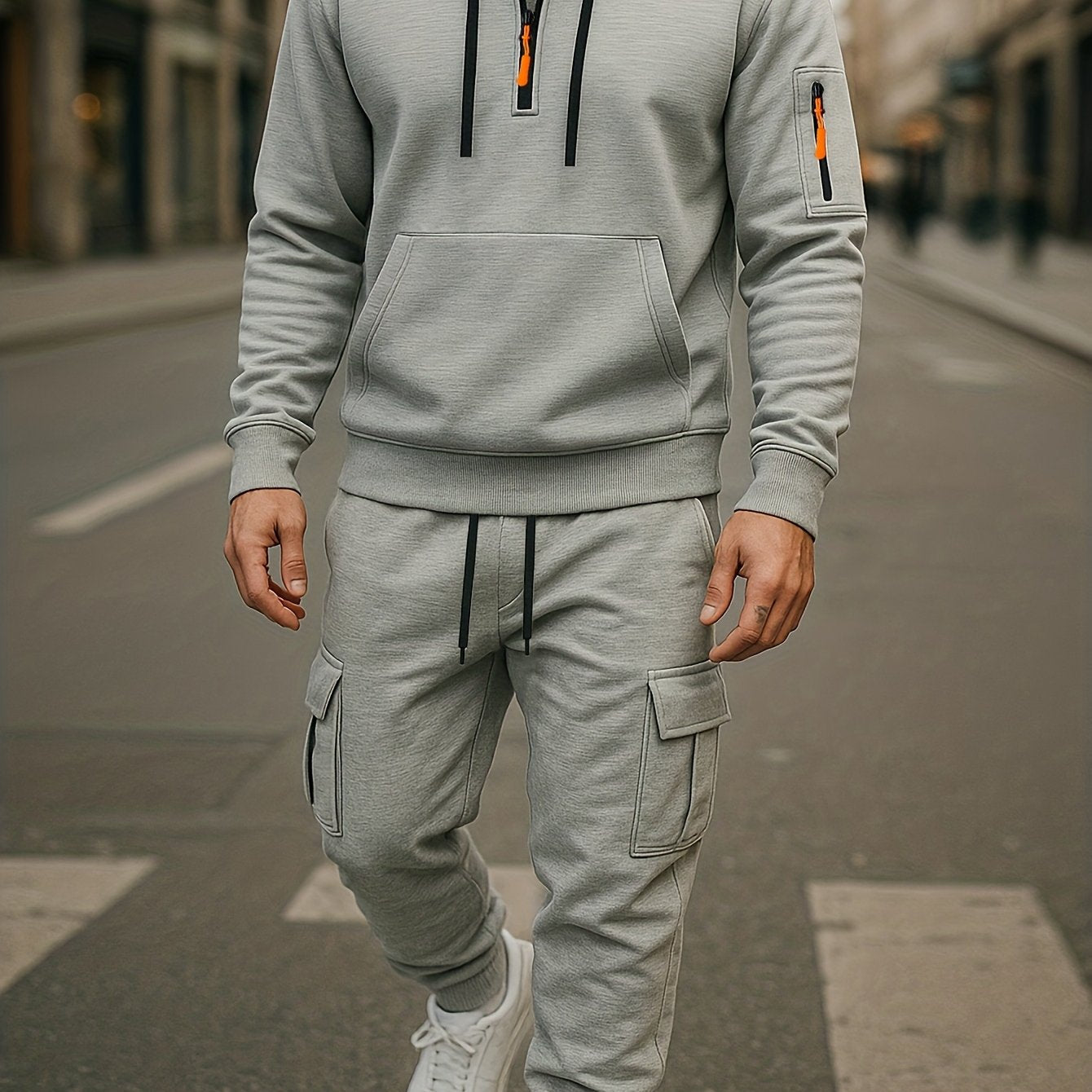 Men’s tracksuit with hoodie and cargo pants – sporty, casual, multicolored