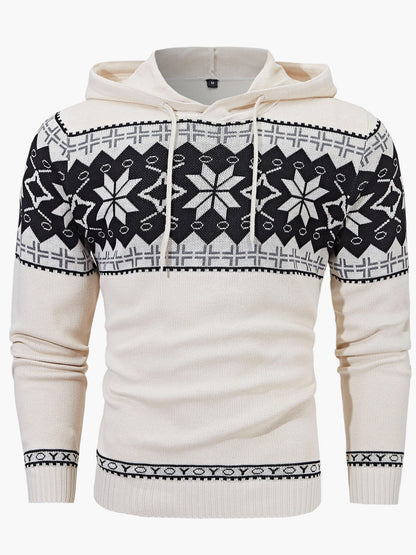 Men's hoodie with Scandinavian Christmas pattern – casual winter hoodie