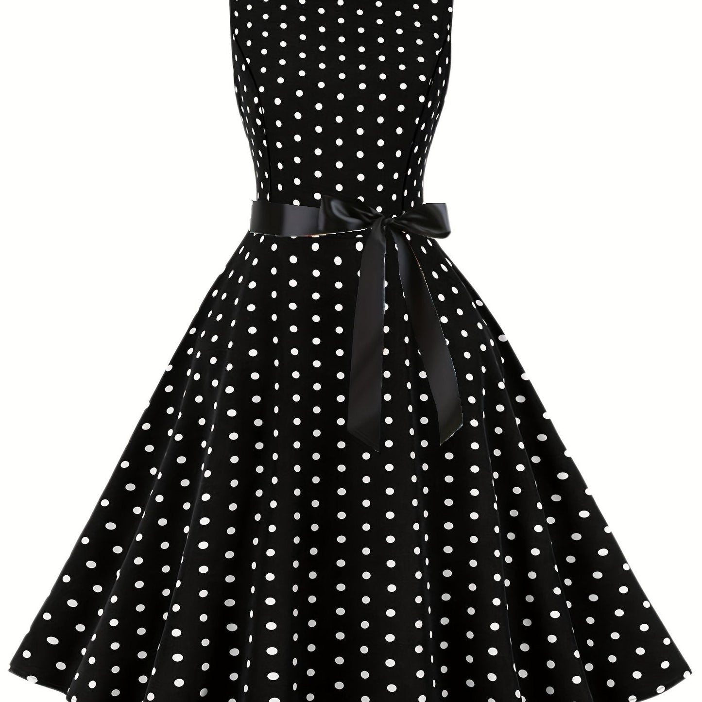 Women's Vintage Polka Dot Fit & Flare Dress for Festive Occasions and Everyday Wear