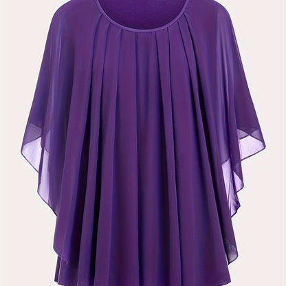Women's Elegant Flowing Chiffon Cape Top for Going Out – Oversized Style