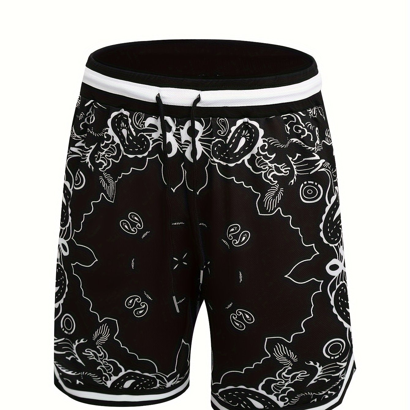 Herren Streetwear Basketball Shorts mit Paisley Print – Sportliche Freizeithose für Alltag & Training