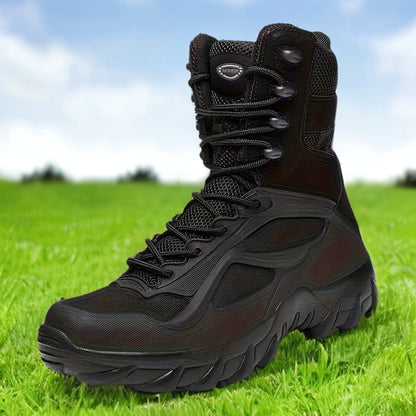Robuste Schwarze Herren Wanderstiefel mit Schnürung und Profilsohle