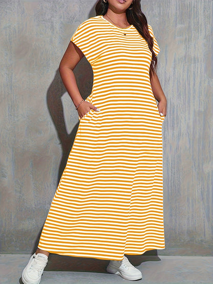 Women's maxi dress with stripe pattern, casual-elegant, for everyday and leisure use