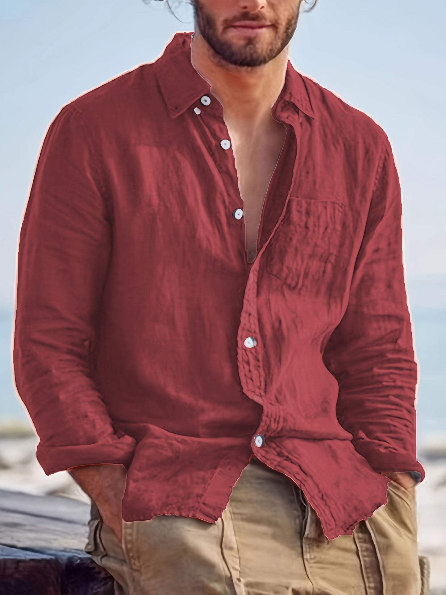 Men's casual shirt with button placket and modern cut for everyday wear and going out