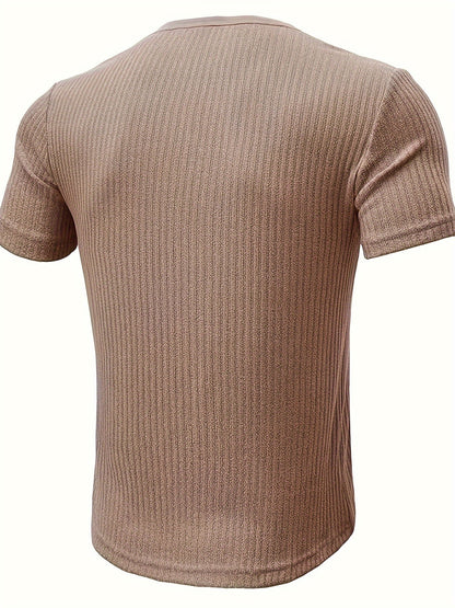 Herren Henley T-Shirt mit Knopfleiste und Streifen – Freizeit Kurzarmshirt für Alltag & Freizeit