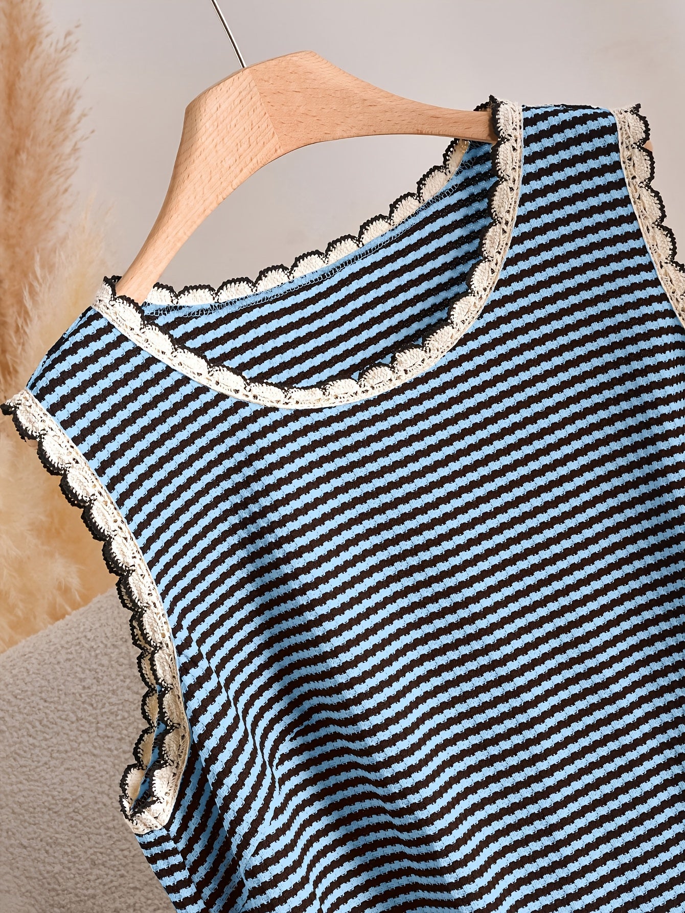 Women's Boho-Style Knit Tank Top with Stripes and Fringes – Elegant Casual Top for Spring and Summer