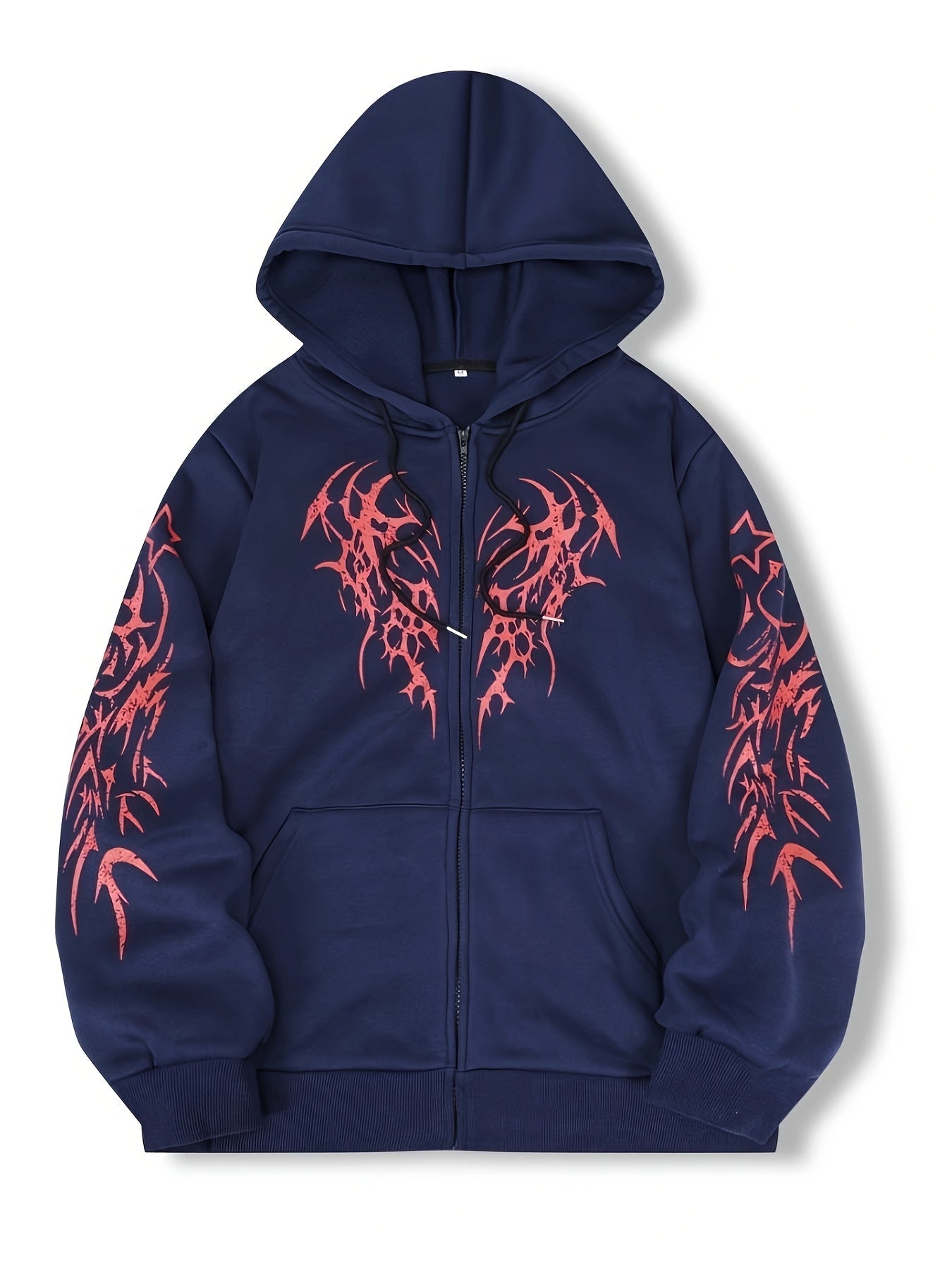 Hooded jacket with a zipper and graphic print