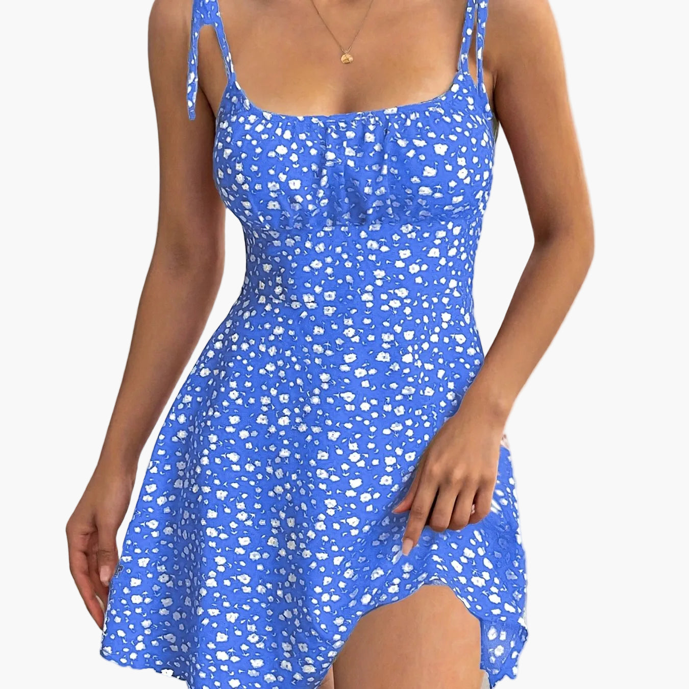 Women's summer dress with floral pattern and bows – Elegant casual dress for everyday and vacation