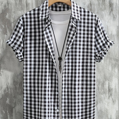 Herren Kurzarm Freizeithemd Kariert – Modernes Button-Down für Alltag und Freizeit