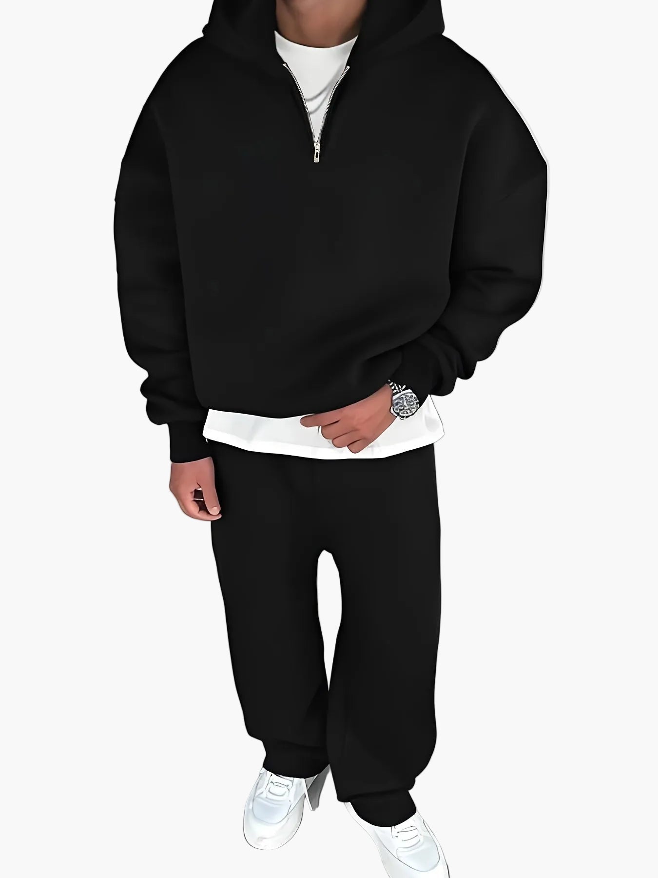 Men's Loose-Fitting Hooded Sweatshirt and Sweatpants Set Street Clothing Leisurewear