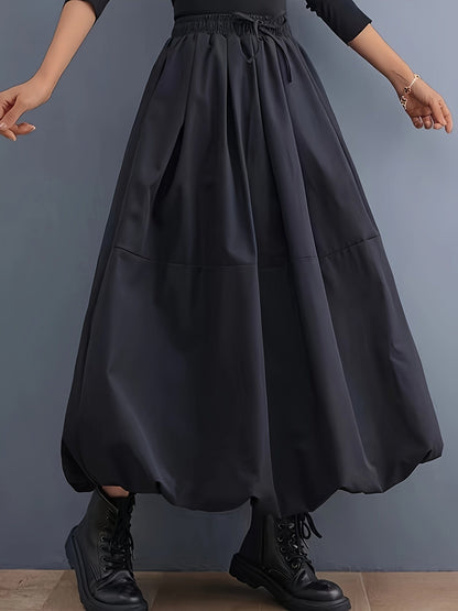 Women's Balloon Skirt Elegant Wide with Pockets – Fashionable Maxi Skirt for Everyday and Leisure