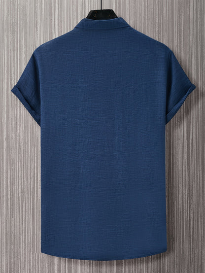Men's Casual Short-Sleeve Shirt with Button Placket – Summer Regular Fit, Modern Design