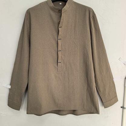 Men's Long Sleeve Henley Shirt with Stand Collar – Modern Casual Style for Everyday and Vacation