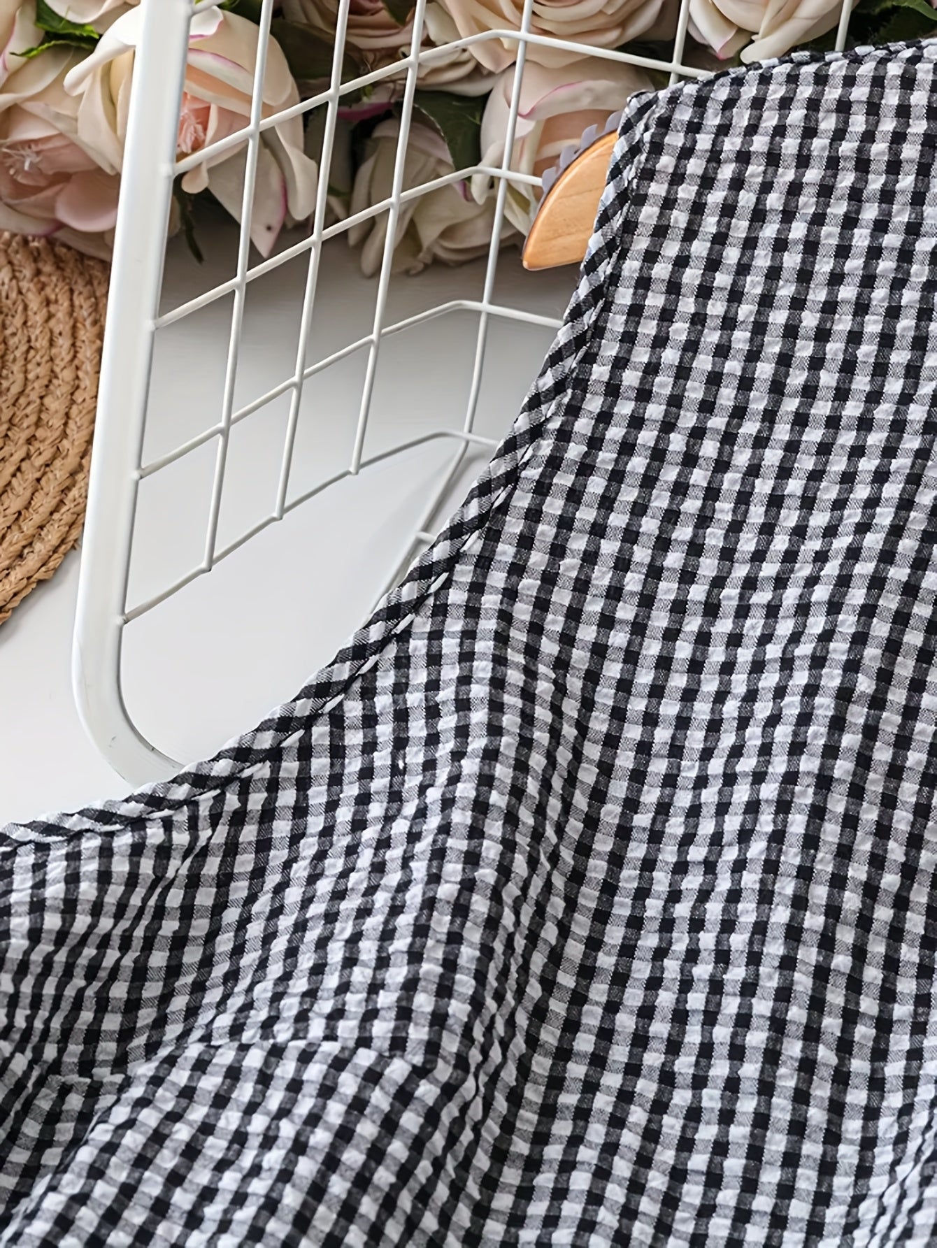 Women's Sleeveless Checked Midi Dress with Ruffles – Elegant Casual Look for Everyday and Outings